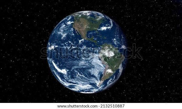 Planet earth globe view from spaceflight with realistic\
earth surface from space and world map as in outer space point of\
view . Elements of this image furnished by NASA planet earth and\
space .