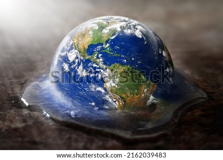 Planet earth heats up and melts. Climate change global warming conceptual theme.