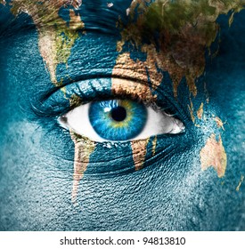 Planet Earth and human eye - "Elements of this image furnished by NASA"