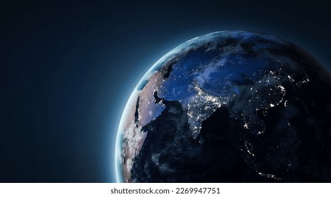 Planet Earth at night. Earth in deep black space. India and Asia continent. Elements of this image furnished by NASA
 - Powered by Shutterstock