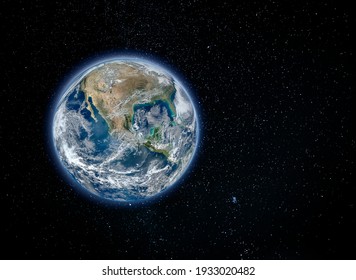 Planet Earth, North America View From Space (Elements Of This Image Furnished By NASA)