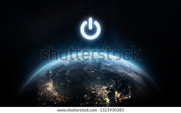 Planet Earth Power Button Earth Hour Stock Photo Edit Now 1323930383