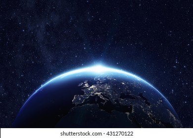 Planet earth from the space at night . Some elements of this image furnished by NASA