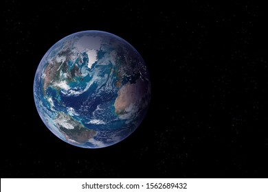 Planet Earth From Space On A Dark Background. Elements Of This Image Were Furnished By NASA.