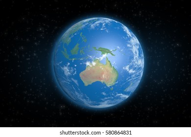 Planet Earth From Space Showing Australia Continent. Elements Of This Image Furnished By NASA.