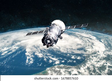 Planet Earth. Spacecraft launch into space. Elements of this image furnished by NASA.