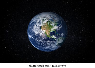 Planet Earth in the Starry Sky of Solar System in Space. This image elements furnished by NASA. - Shutterstock ID 1666159696