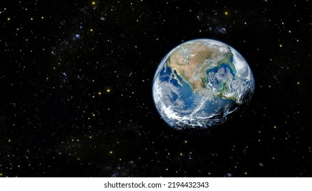 Planet Earth with stars. Copy space for text. Elements of this image furnished by NASA. - Shutterstock ID 2194432343
