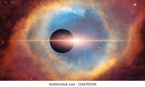 Planet earth with supernova explosion - Deep space abstract sci-fi backgrounds "Elements of this image furnished by NASA" - Shutterstock ID 2146702145