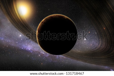 Planet with galaxy