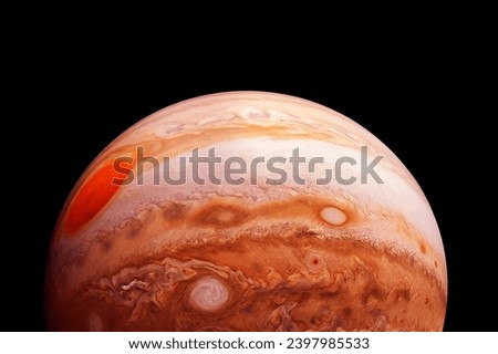 Planet Jupiter on a dark background. Elements of this image furnished by NASA. High quality photo