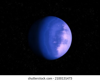 Planet With A Large Ocean, Water On The Surface Of An Exoplanet. Cosmic Background. 
