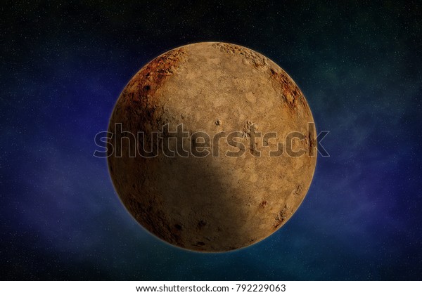 Planet moon texture sphere with shadow\
isolated on a celestial star\
background