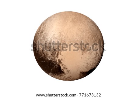 Planet Pluto in outer space isolated on white. Elements of this image furnished by NASA