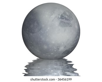 Planet Pluto with small wavy reflection under it