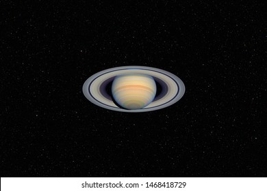 Planet Saturn against dark starry sky background in Solar System, elements of this image furnished by NASA - Powered by Shutterstock