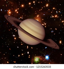 Planet Saturn Space Background Galaxies Stars Stock Photo 1215263533 ...