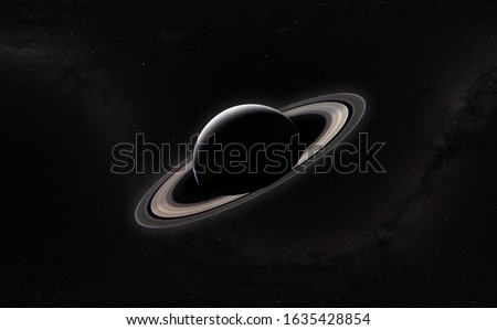 the planet saturn with spinning ring in the outer space and milky way galaxy stars background elements of this image furnished by nasa