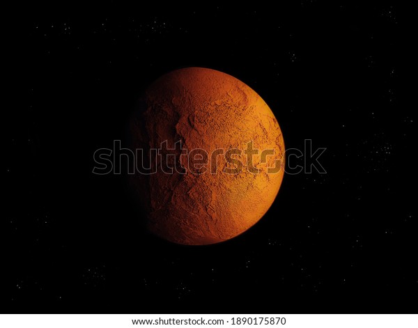 planet with a\
solid surface on black background with stars, space landscape,\
beautiful abstract\
background.