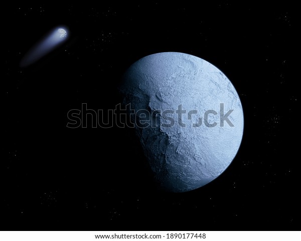 planet with a\
solid surface on black background with stars, space landscape,\
beautiful abstract\
background.