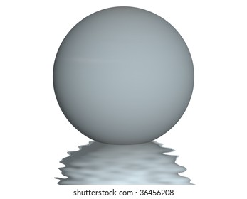 Planet Uranus with small wavy reflection under it