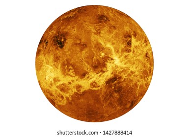 The planet Venus is entirely isolated on white background. Elements of this image were furnished by NASA. For all purposes