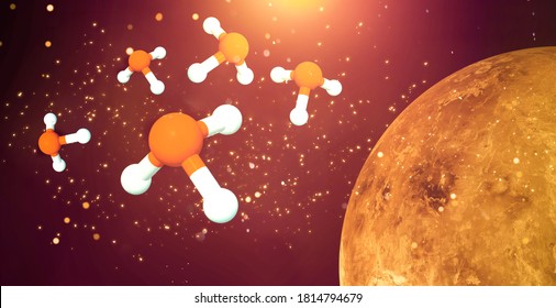 The Planet Venus Isolated On Black Background With Phosphine.Phosphine Detected In The Atmosphere Of Venus.An Indicator Of Possible Life.Elements Of This Image Were Furnished By NASA.Astrobiology.