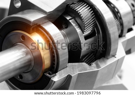 Planetary gear reducer, Engine gear wheels, industrial concept background