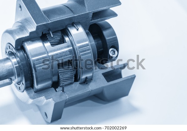 The planetary gear in transmission\
gear box show the inside part.Automobile\
part.