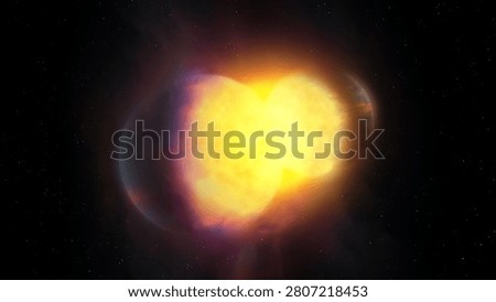 Planets collided in space. Cosmic catastrophe, destruction of worlds. Two planets in the same orbit around the sun.