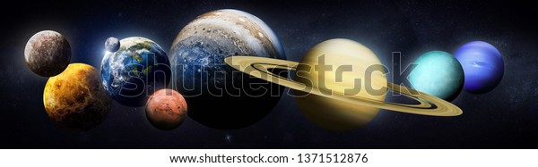 Planets of Solar System. Earth, Mars, Jupiter in the\
space. Wallpaper and background. Elements of this image furnished\
by NASA