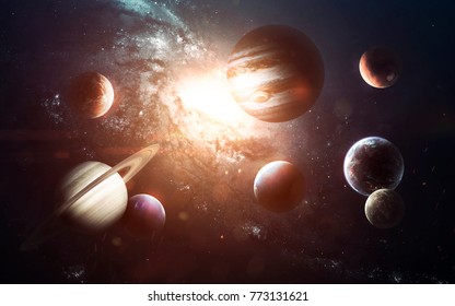 Planets Of Solar System, Mars, Earth, Jupiter And Others. Elements Of This Image Furnished By NASA