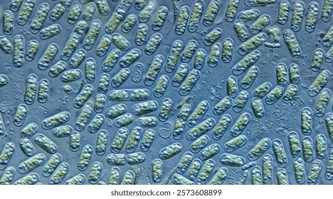 Planktonic algae cells under DIC microscope.