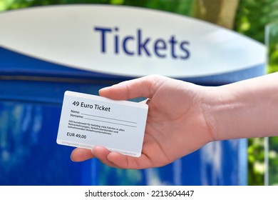 Planned 49 Euro ticket for public transportation in Germany (Transl.: Valid nationwide for any number of journeys in all local trains and transport associations) - Shutterstock ID 2213604447