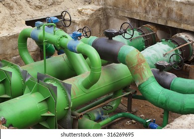 Planned Repairs Of Municipal Tubing. A Node With Valves.