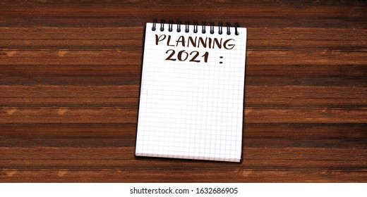 Planning 2021 Concept On Wood Table 