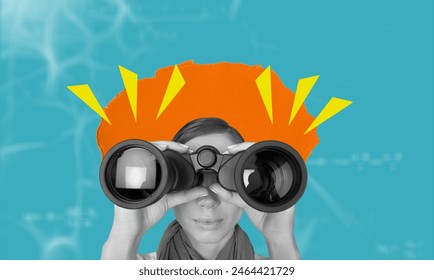 Planning and analytics concept. Hands with binoculars