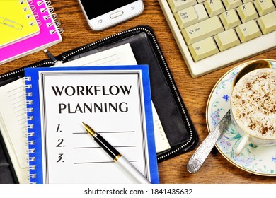 Planning the workflow. Text label in Notepad for the to-do list. Optimal allocation of resources to achieve your goals in the future.