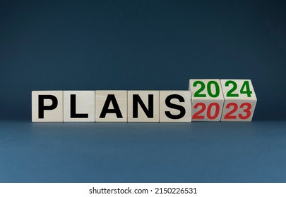 Plans 2023 to 2024. Cubes form the words Plans 2023 to 2024. Concept of business plans and goals and strategies - Shutterstock ID 2150226531