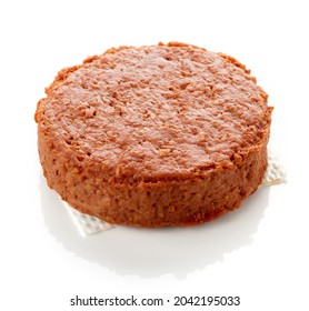 Plant Based Burger Patty With Grill Marks Isolated On White Background