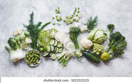 Plant Based Raw Food Seasonal Vegetables Background. Winter Vegetarian, Vegan Food Cooking Ingredients. Flat-lay, Top View