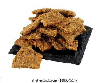 Plant Based Vegetarian High Protein Jerky Snack Isolated On A White Background