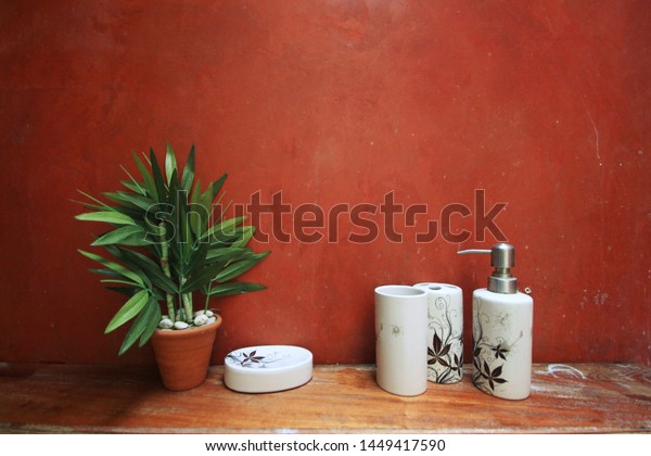 Plant Clay Pot Shampoo Soap Shower Stock Photo Edit Now 1449417590