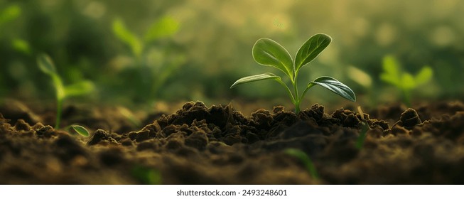 plant growing from soil with nature background  - Powered by Shutterstock