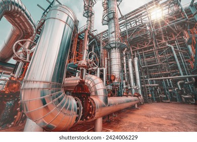 Oil​ refinery​ and​ plant and tower column of Petrochemistry industry in oil​ and​ gas​ ​industrial. - Powered by Shutterstock