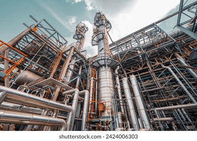 Oil​ refinery​ and​ plant and tower column of Petrochemistry industry in oil​ and​ gas​ ​industrial. - Powered by Shutterstock