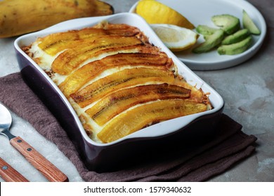 Plantain Lasagna (Pastelon) Puerto Rican Tipical Food, And Dominican Repubic                          