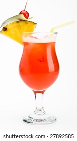 Planters Punch Cocktail Isolated On A White Background