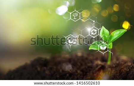 Plants background with biochemistry structure. Copy space using as background or input any text as you wish. Natural and science concept.