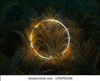 Plants with circular bright light frame - Powered by Shutterstock